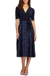 Alex Evenings Women's Sequined Lace Fit & Flare Dress In Navy