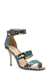 Botkier Lorri Ankle Strap Sandal In Blue Snake Print Leather