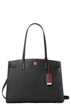 Tory Burch Walker Pebbled Triple-compartment Satchel Bag In Black