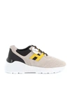 Hogan Active One Sneakers In Beige And Yellow Suede In Light Beige