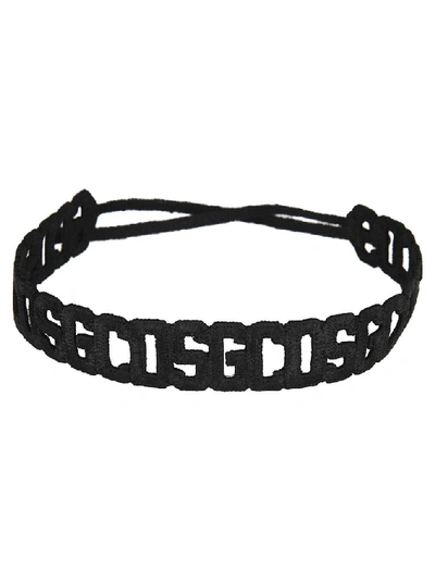 Gcds Crochet Logo Ankle Bracelet In Black