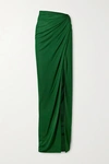 BRANDON MAXWELL DRAPED STRETCH-JERSEY MAXI SKIRT