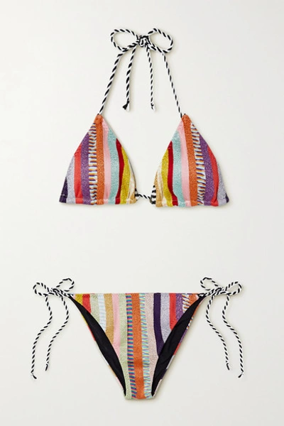 Missoni Mare Riga Striped Lurex Triangle Bikini In Multicolor