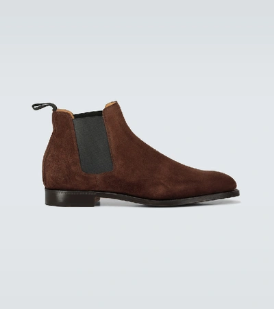 John Lobb Lawry Suede Boot In Brown