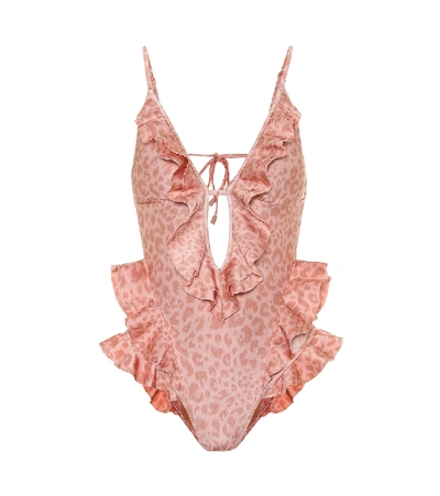 Zimmermann Leopard-print Swimsuit In Pink