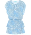 Melissa Odabash Keri Tiered Leaf-print Crepe Mini Dress In Blue