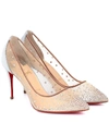 Christian Louboutin Follies Strass Embellished Mesh Pumps In Silver