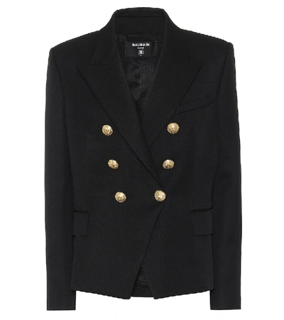 Balmain Double-breasted Wool-twill Blazer In Multicolor