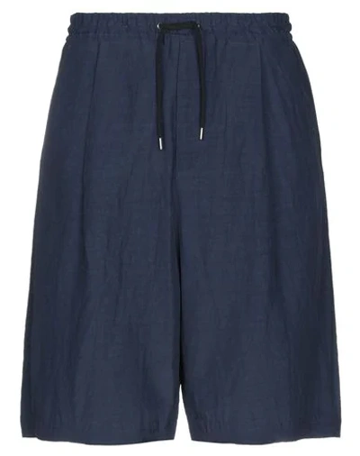 Giorgio Armani Man Shorts & Bermuda Shorts Midnight Blue Size 32 Viscose, Linen