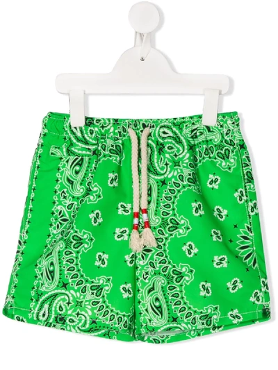 Mc2 Saint Barth Kids' Bandanna Hype 75 Swim Shorts In Green