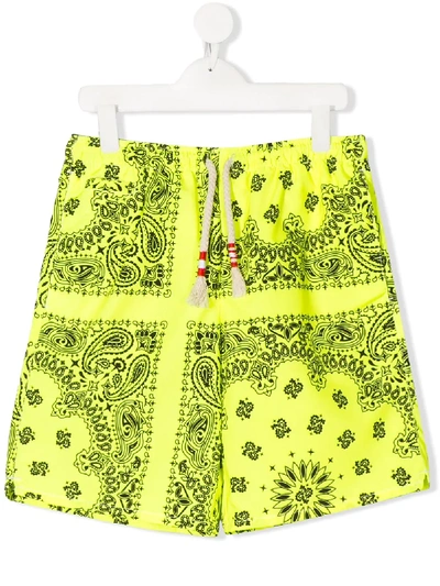 Mc2 Saint Barth Teen Bandanna Hype 94 Swim Shorts In Yellow