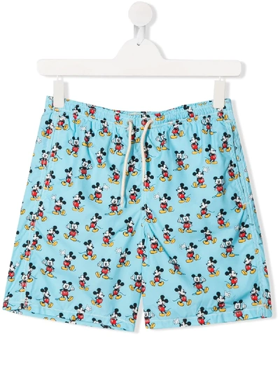 Mc2 Saint Barth Kids' Mickey Mouse Trunks In Blue