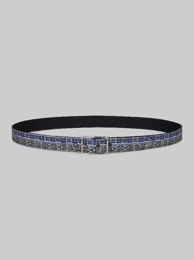 Etro Reversible Printed Belt In Navy Blue