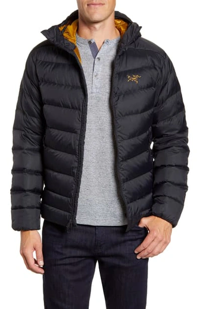 Arc'teryx Thorium Ar Quilted Arato 30 Nylon Hooded Down Jacket In 24k Black