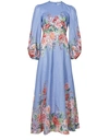 Zimmermann Bellitude Floral-print Linen Dress In Cornflower Floral
