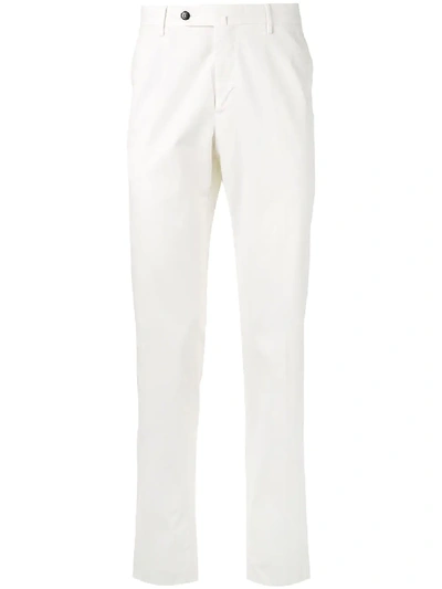 Pt01 Pleated Detail Slim-fit Trousers In White