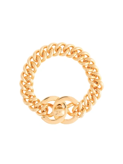 Pre-owned Chanel 1995 Cc Turnlock Bracelet In Gold