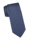 Ferragamo Stripe Gancini Silk Tie In Marine