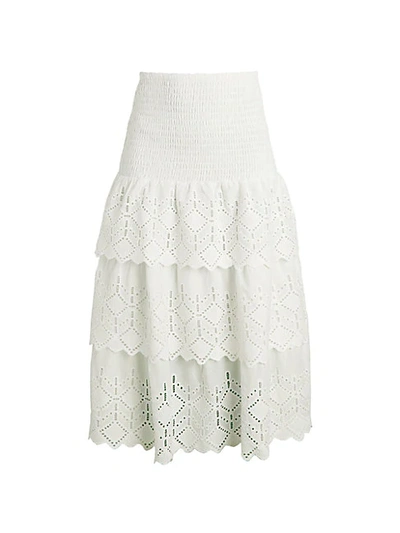 Allison New York Tiered Eyelet Skirt In White