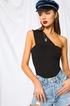 Superdown Rockie One Shoulder Bodysuit In Black