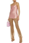 Cinq À Sept Marta Draped Silk-charmeuse Camisole In Antique Rose