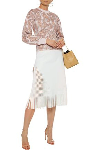 Herve Leger Paisley Blouson Sleeve Sweater In Powder Pink