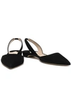 Paul Andrew Suede Slingback Point-toe Flats In Black
