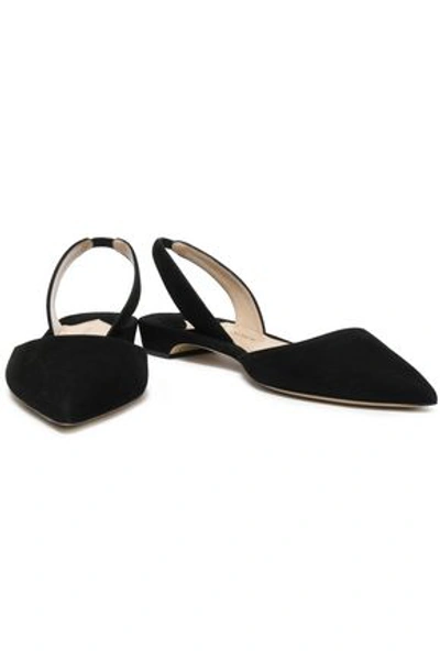 Paul Andrew Suede Slingback Point-toe Flats In Black
