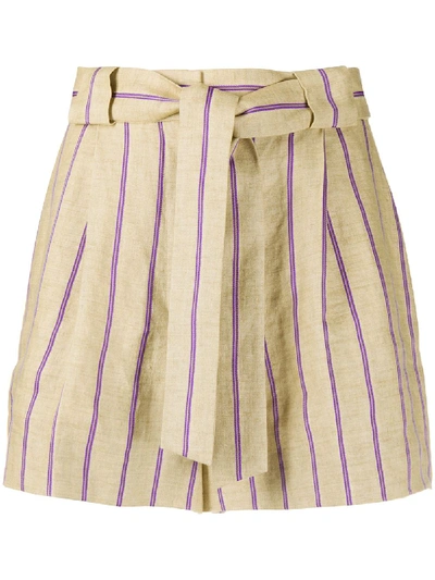 Sandro Striped Linen Shorts In Neutrals