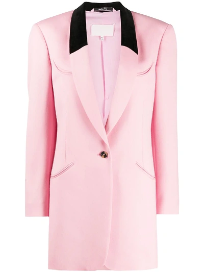 Maison Margiela Velvet-trimmed Wool-crepe Blazer In Pink