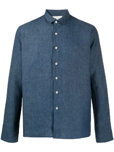Sartorial Monk Boxy-fit Linen Shirt In Blue