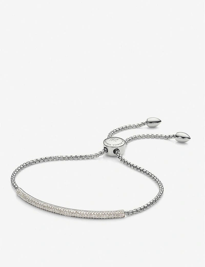 MONICA VINADER WOMENS MONICA VINADER FIJI MINI BAR DIAMOND AND STERLING SILVER BRACELET,616-10058-SSBMEPMBDIA