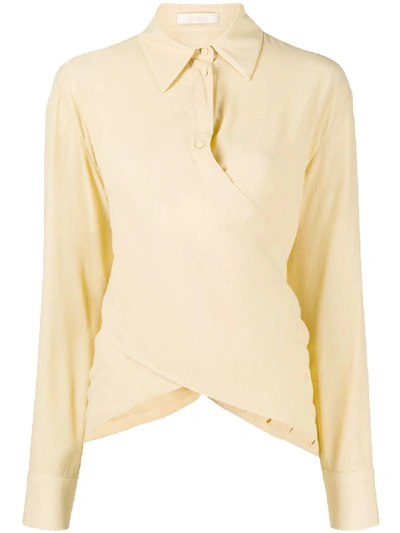 Ssheena Long Sleeve Draped Front Shirt In Yellow