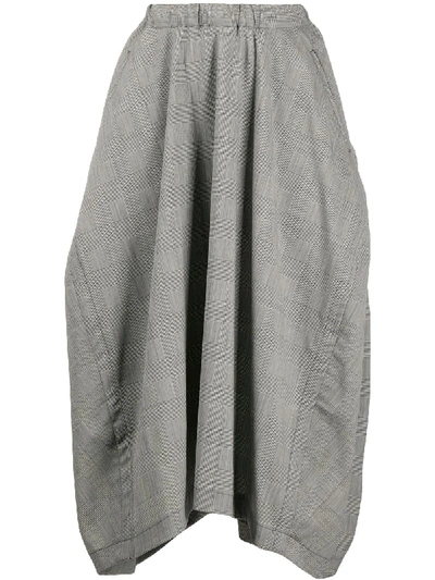 Comme Des Garçons Comme Des Garçons Draped Checked Print Skirt In Grey
