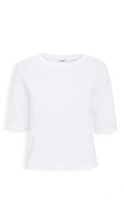 Vince Elbow-sleeve Cotton-jersey T-shirt In Optic White