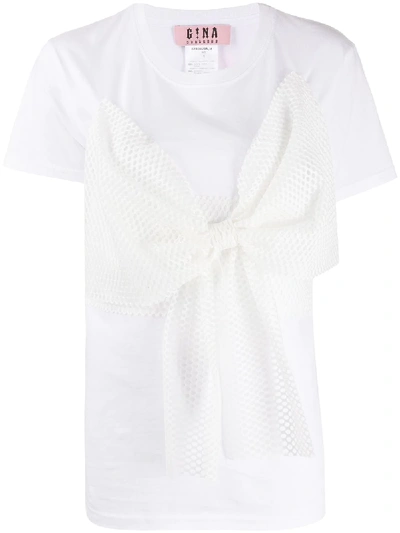 Gina Mesh Bow T-shirt In White