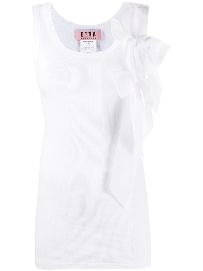 Gina Bow Detail Waistcoat Top In White