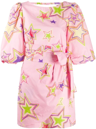 Gina Star Print Mini Dress In Pink