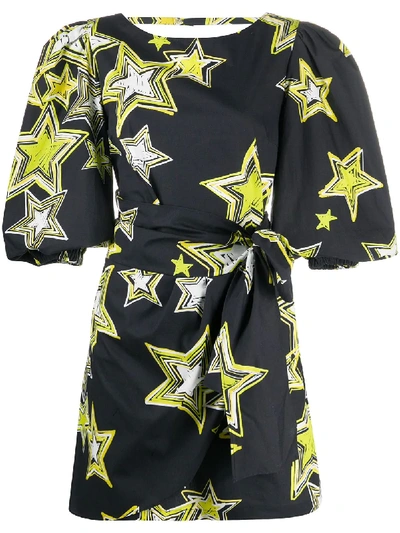 Gina Star Print Mini Dress In Black