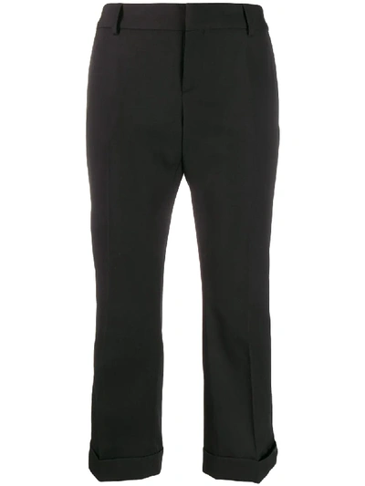 Saint Laurent Cropped Tailored Trousers In 黑色