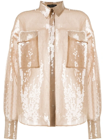 David Koma Sequinned Sheer Shirt In Neutrals