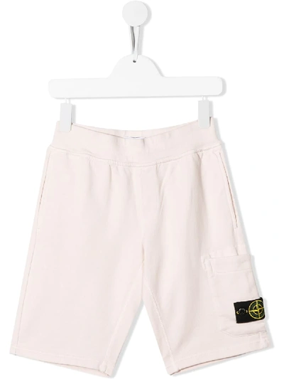Stone Island Kids' Logo Tag Shorts In Neutrals