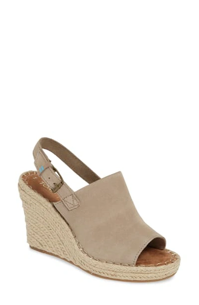 Toms Monica Slingback Wedge In Desert Taupe Suede