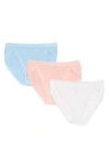 Natori Bliss Cotton French Cut 3-pack In Ocean Mist/ Peach/ Blush Pink