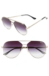 QUAY HOLD PLEASE 55MM AVIATOR SUNGLASSES,HOLD PLEASE