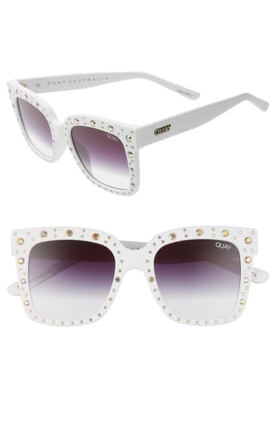 Quay X Lizzo Icy 58mm Gradient Square Sunglasses In White Rainbow/ Fade