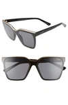 Quay Level Up 55mm Square Sunglasses In Black Gold/ Smoke