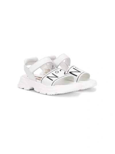 N°21 Teen Touch-strap Logo Sandals In White