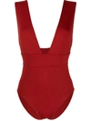 Eres Pigment Low-neck Broad Straps One-piece Swimsuit In Brown