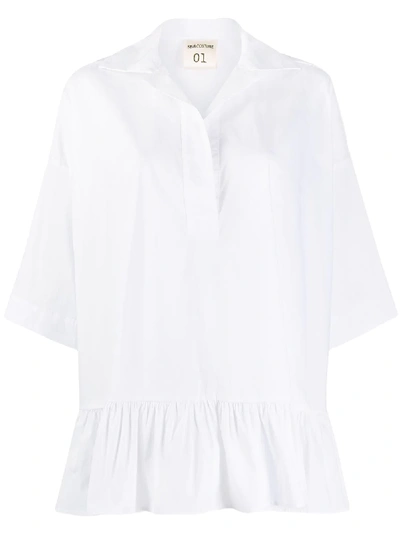 Semicouture Swing-style Ruffle-hem Blouse In White